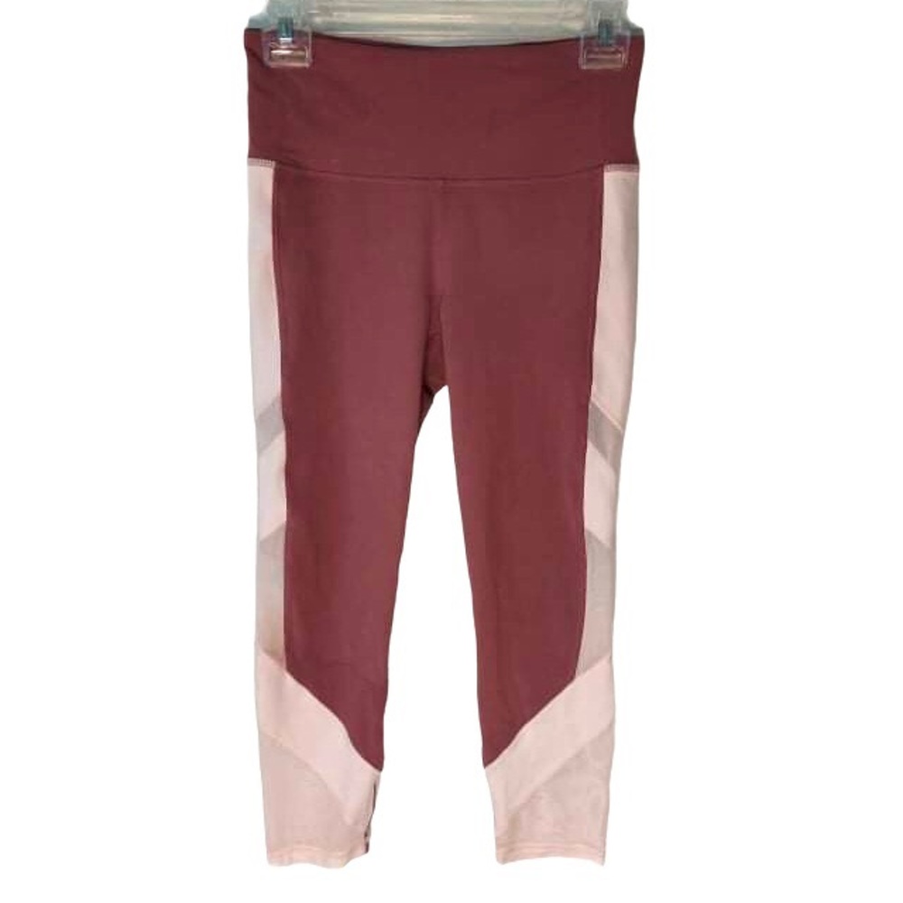 Athleta Exhale Pink Mesh High Rise Yoga Athleisure Tights 7/8 Length Small - Picture 2 of 6
